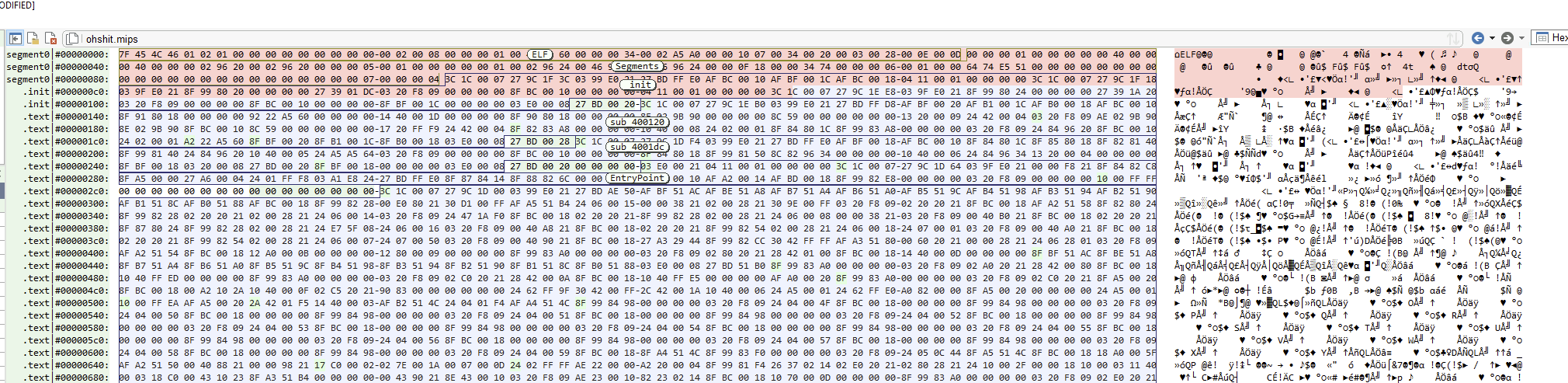 Encrypted .rodata bytes around 0x27590